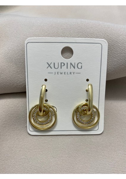 Xuping 14K Altın Kaplama Hediyelik Suya Dayanıklı Kadın Küpe Gold Büyük Halka Küpe Şık Modern Zarif Küpe Parlak Görünüm Minimal Gold Küpe Günlük Kullanım Için Ideal