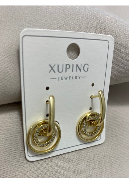 Xuping 14K Altın Kaplama Hediyelik Suya Dayanıklı Kadın Küpe Gold Büyük Halka Küpe Şık Modern Zarif Küpe Parlak Görünüm Minimal Gold Küpe Günlük Kullanım Için Ideal fiyatları