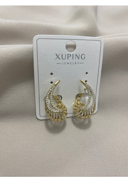 Xuping küpe 14K Altın Kaplama Hediyelik Suya Dayanıklı Kadın Küpe Gold Büyük Küpe Şık ve Modern Taşlı Zarif Parlak Görünüm Minimal Gold Günlük Özel Gün Kullanım Için Ideal