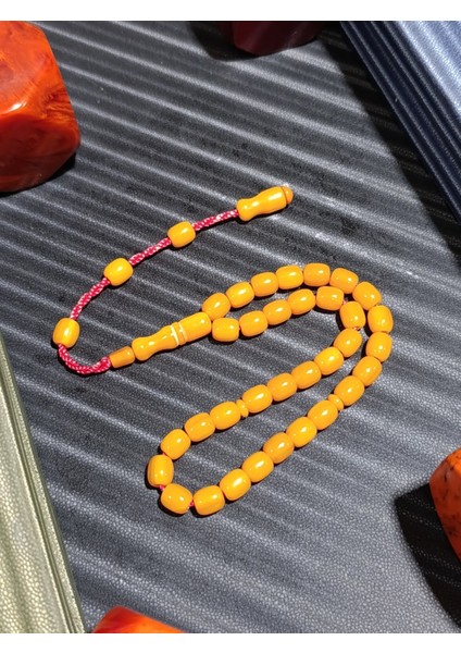 Sarı Sıkma Kehribar Tesbih Bilek Boy