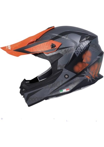 Pow Full Face Tam Korumalı Kask (M/57-58CM) Siyah - Turuncu