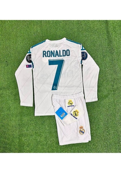 R.madridd Cristiano Ronaldo Kiev Uzun Kol Şampiyonlar Ligi Finali Çocuk Forması 4'lü (Armalı) fiyatları