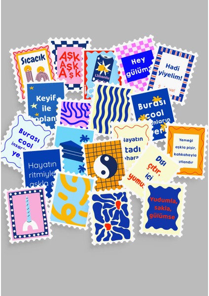 Renkli Pul Sticker Seti 20'li - Bullet Journal Ajanda Scrapbook