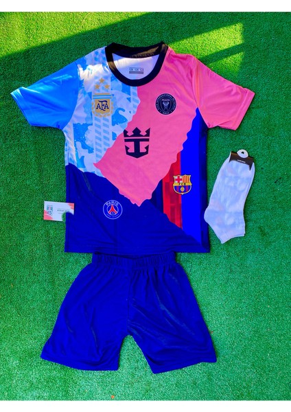 Messi 10 Şortlu Çocuk Özel Tasarım Tüm Klüpler T-Shirt