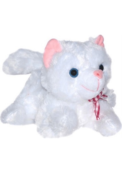 Hediyelik Sesli Yatan Peluş Kedi Camgöz