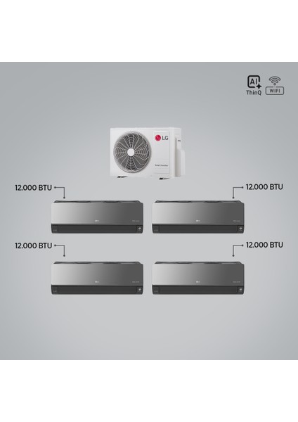 1+4 Multi Sistem / 12+12+12+12 Iç Üniteler = 1 Adet Dış Ünite Al Thinq Wi-Fi Kontrolü