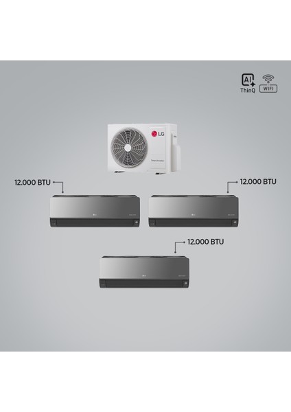1+3 Multi Sistem / 12+12+12 Iç Üniteler = 1 Adet Dış Ünite Al Thinq Wi-Fi Kontrolü