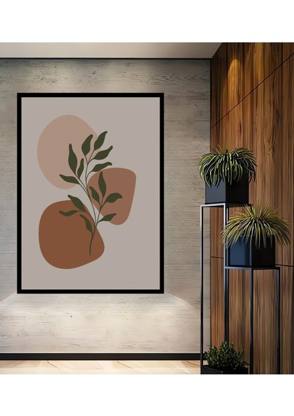 Çerçeve Görünümlü Minimalist Bitki Desenli Dekoratif Ahşap Mdf Tablo Dikdörtgen Tablo