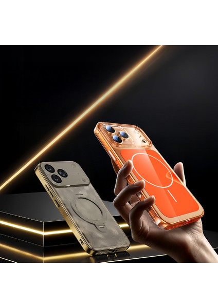 iPhone 17 Pro Max Kılıf Zıvo M-Safe Şarj Özellikli Şeffaf Kamera Kontrol Butonlu Lugano Kapak - Laci modelleri