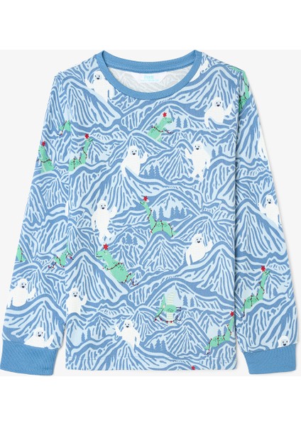 Açık Mavi Erkek Çocuk Mountain Canavar Desenli Pijama Takımı fiyatları