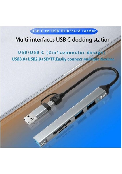 USB 3.0/usb 2.0/sd/tf Girişli 5 In 1 Tip-C Çevirici Adaptörü fırsatları