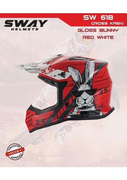 Bunny Full Face Tam Korumalı Kask (51-52CM) Kırmızı - Beyaz fiyatları