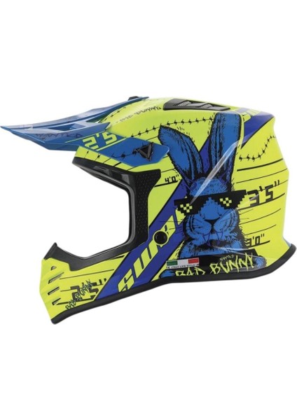 Bunny Full Face Tam Korumalı Kask (51-52CM) Sarı - Mavi