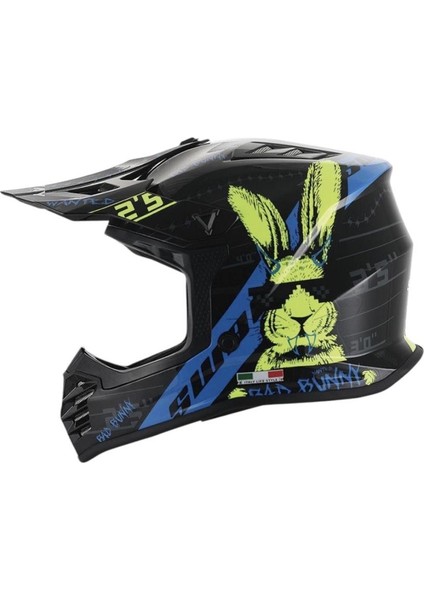 Bunny Full Face Tam Korumalı Kask (51-52CM) Siyah - Mavi