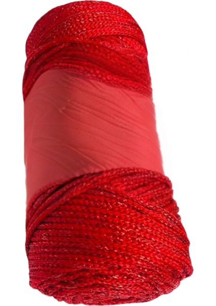 Makrome Ipi 3mm Polyester Kırmızı Simli