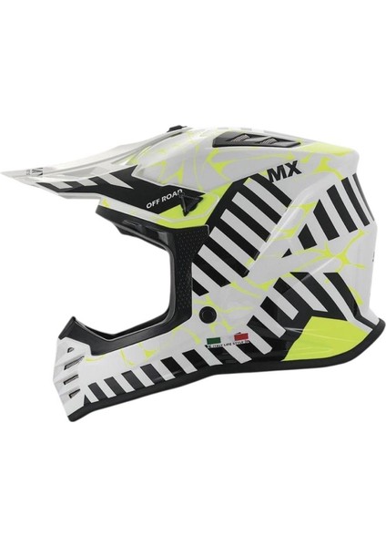 Alert Full Face Tam Korumalı Kask (51-52CM) Beyaz - Sarı