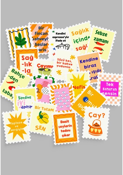 Renkli Pul Sticker Seti 20'li - Bullet Journal Ajanda Scrapbook