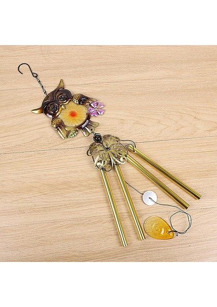 Feng Shui Baykuş Tasarımlı Cam Işlemeli Rüzgar Çanı Bahçe Balkon Dekorasyon Ürünü Yeni Ev Hediyesi modelleri