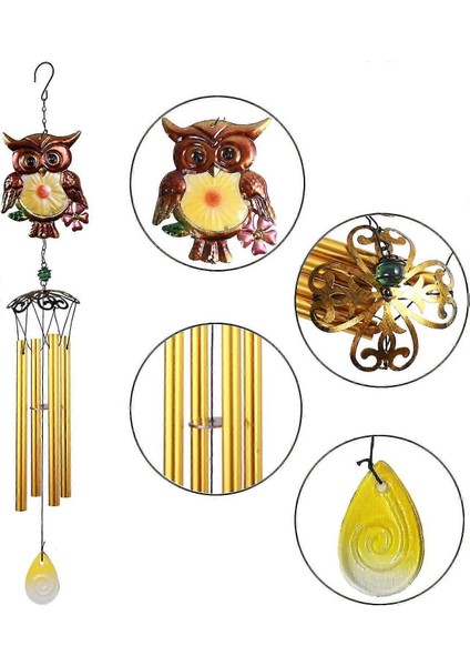 Feng Shui Baykuş Tasarımlı Cam Işlemeli Rüzgar Çanı Bahçe Balkon Dekorasyon Ürünü Yeni Ev Hediyesi indirimleri