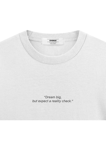 Beyaz Oversize Tshirt Time To Dream Sırt Baskılı Oversize Yazılı Unisex Tişört 1339 fırsatları