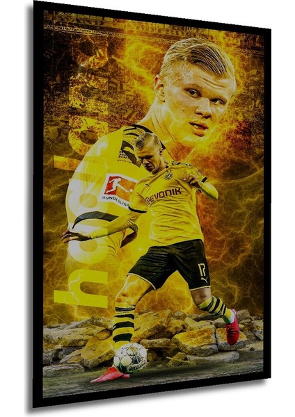 Çerçeve Görünümlü Futbolcu Erling Haaland Dekoratif Ahşap Mdf Tablo Dikdörtgen Tablo modelleri