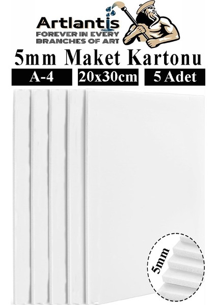 Maket Kartonu Beyaz Fotoblok 5 mm A4 20X30 cm 5 Adet Hobi Sanat Okul Köpüklü Straforlu Maket Kartonu Maket Yapımı