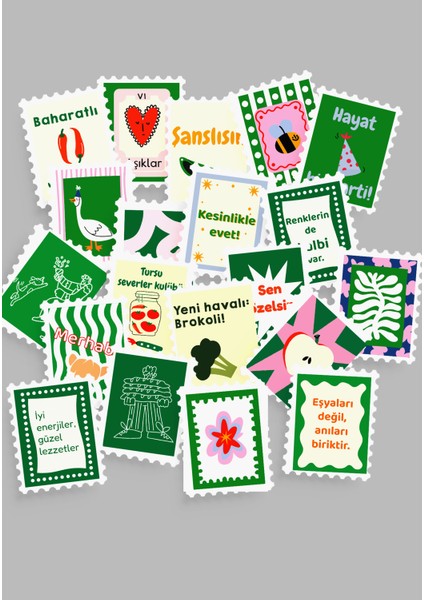 Renkli Pul Sticker Seti 20'li - Bullet Journal Ajanda Scrapbook