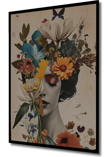 Çerçeve Görünümlü Rüya Gibi Çiçekli Kadın Dekoratif Ahşap Mdf Tablo Dikdörtgen Tablo fiyatları