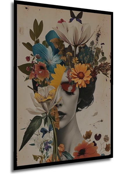 Çerçeve Görünümlü Rüya Gibi Çiçekli Kadın Dekoratif Ahşap Mdf Tablo Dikdörtgen Tablo modelleri