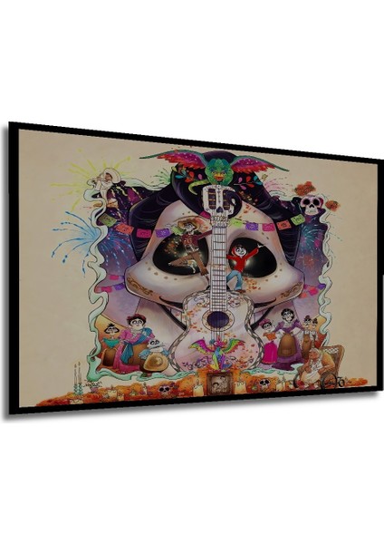 Çerçeve Görünümlü Coco Film Temalı Renkli Ahşap Mdf Dekoratif Tablo Dikdörtgen Tablo modelleri