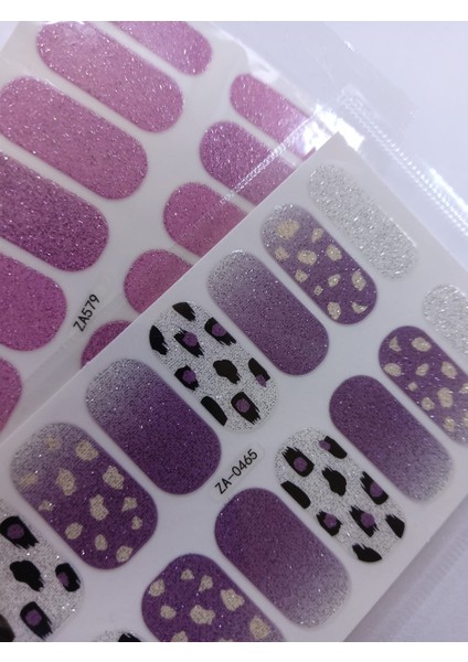 Kendinden Yapışkanlı Nail Sticker 2 Paket Tırnak Stickeri Takma Yapışkanlı Oje Mor Leopar fiyatları