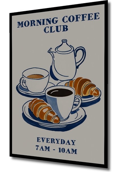 Çerçeve Görünümlü Kahve ve Kruvasan Keyfi Ahşap Mdf Dekoratif Tablo Dikdörtgen Tablo fiyatları