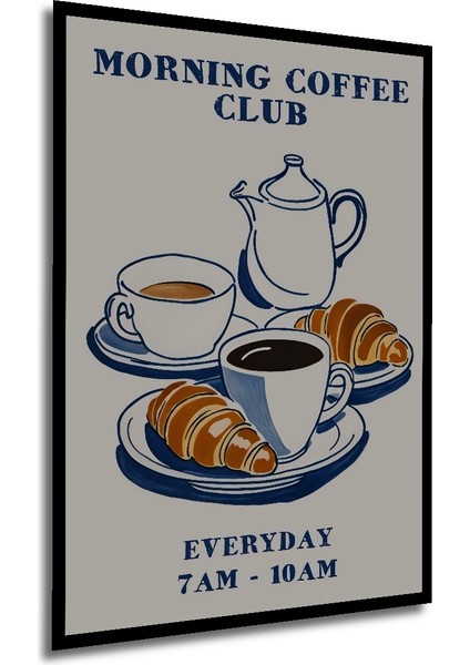 Çerçeve Görünümlü Kahve ve Kruvasan Keyfi Ahşap Mdf Dekoratif Tablo Dikdörtgen Tablo modelleri