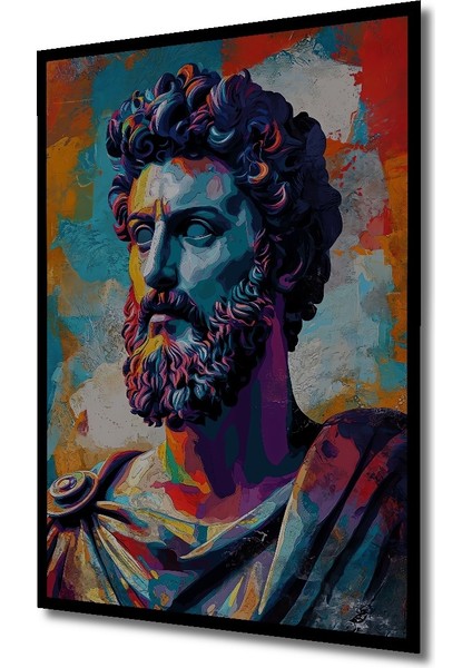 Çerçeve Görünümlü Antik Roma Büstü Renkli Dekoratif Ahşap Mdf Tablo Dikdörtgen Tablo fiyatları