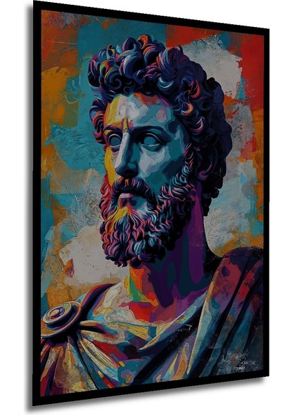 Çerçeve Görünümlü Antik Roma Büstü Renkli Dekoratif Ahşap Mdf Tablo Dikdörtgen Tablo modelleri