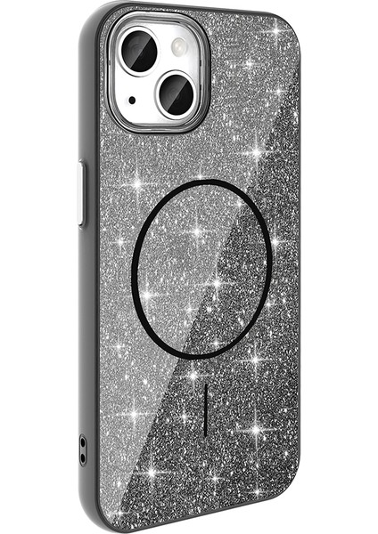 Apple iPhone 13 Kılıf M-Safe Şarj Özellikli Parlayan Simli Zore Okso Kapak fırsatları