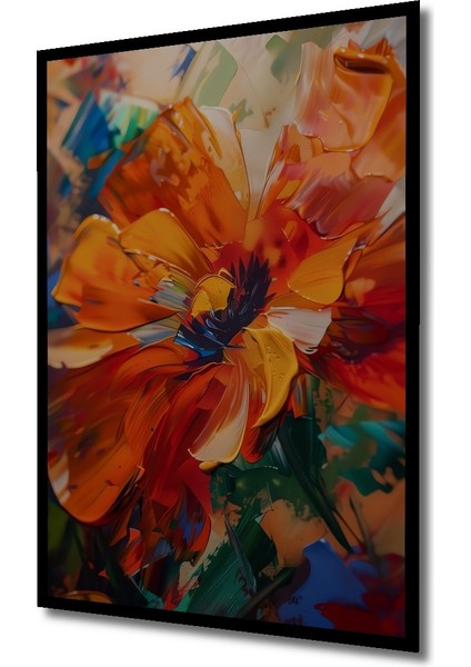 Çerçeve Görünümlü Renkli Çiçek Soyut Sanat Ahşap Mdf Dekoratif Tablo Dikdörtgen Tablo fiyatları
