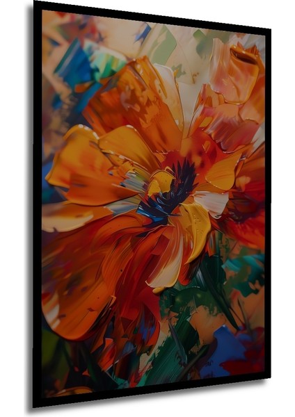Çerçeve Görünümlü Renkli Çiçek Soyut Sanat Ahşap Mdf Dekoratif Tablo Dikdörtgen Tablo modelleri