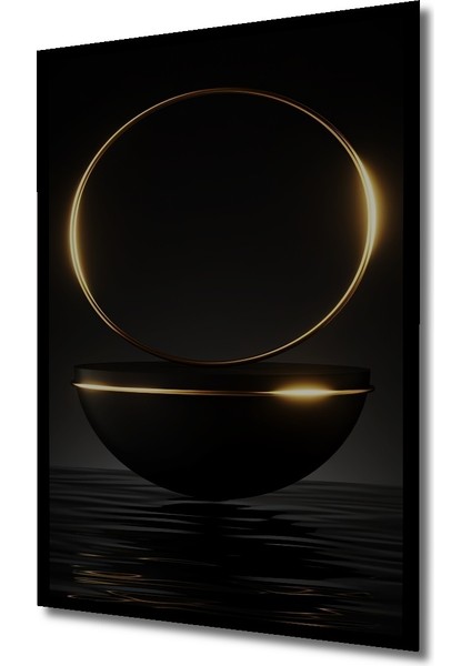 Çerçeve Görünümlü Altın Çember Minimalist Dekoratif Ahşap Mdf Tablo Dikdörtgen Tablo fiyatları