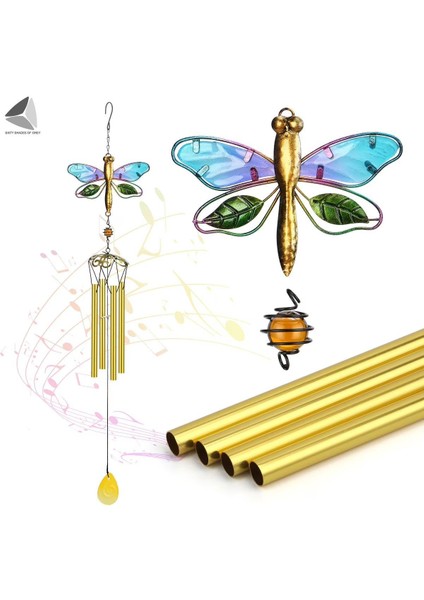 Feng Shui Yusufçuk Tasarımlı Cam Işlemeli Rüzgar Çanı Bahçe Balkon Dekorasyon Ürünü Yeni Ev Hediyesi