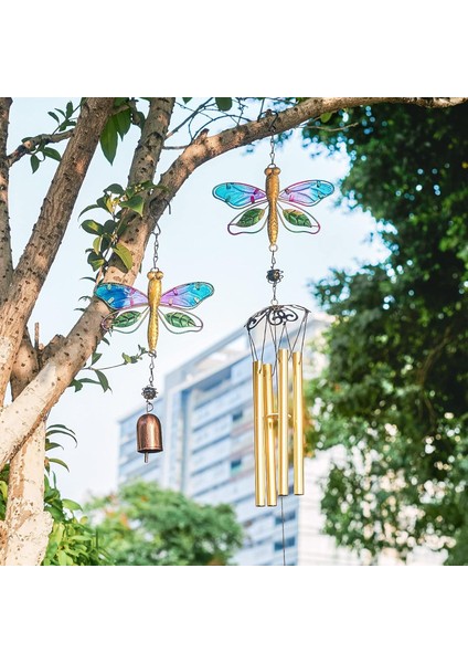 Feng Shui Yusufçuk Tasarımlı Cam Işlemeli Rüzgar Çanı Bahçe Balkon Dekorasyon Ürünü Yeni Ev Hediyesi fiyatları