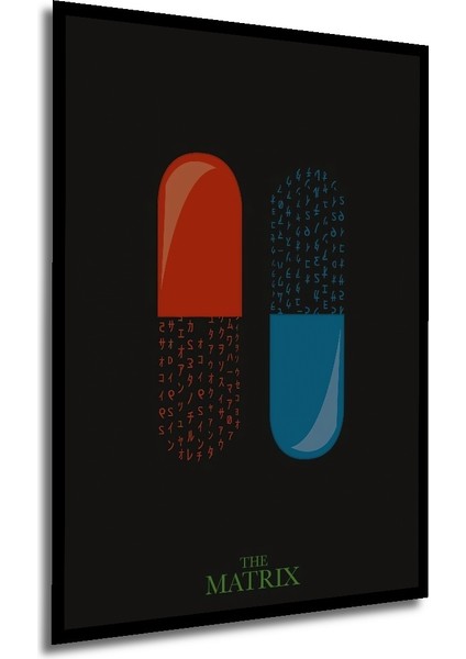 Çerçeve Görünümlü Matrix Kırmızı Mavi Hap Ahşap Mdf Dekoratif Tablo Dikdörtgen Tablo modelleri