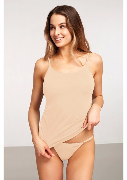 Kom Basic Top Ip Askı Kadın Atlet