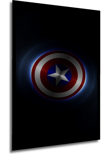 Çerçeve Görünümlü Kaptan Amerika Kalkanı Dekoratif Ahşap Mdf Tablo Dikdörtgen Tablo modelleri