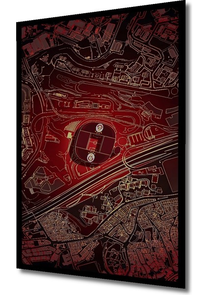Çerçeve Görünümlü Kırmızı Şehir Haritası Ahşap Mdf Dekoratif Tablo Dikdörtgen Tablo fiyatları