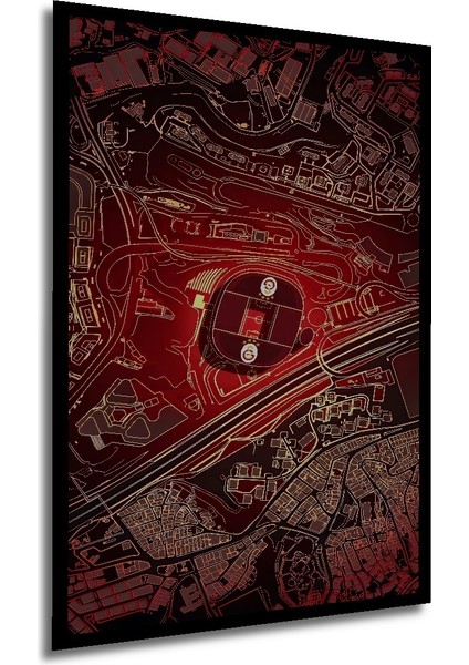 Çerçeve Görünümlü Kırmızı Şehir Haritası Ahşap Mdf Dekoratif Tablo Dikdörtgen Tablo modelleri