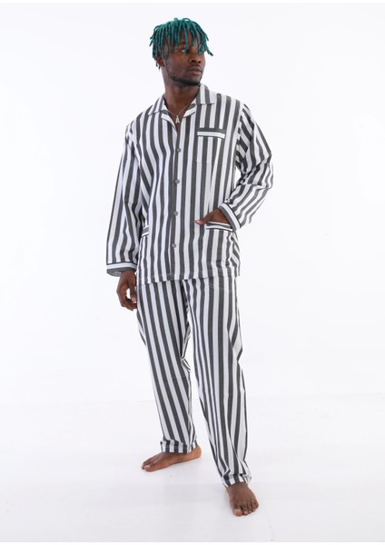 4007 Uzun Kol Çizgili Gaffur Erkek Pijama Takım modelleri