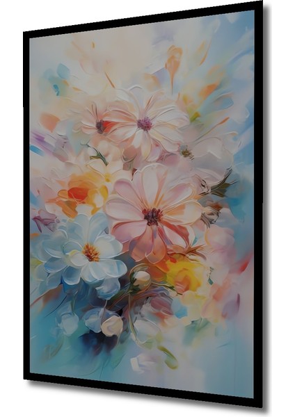 Çerçeve Görünümlü Çiçeklerin Renk Cümbüşü Dekoratif Ahşap Mdf Tablo Dikdörtgen Tablo fiyatları