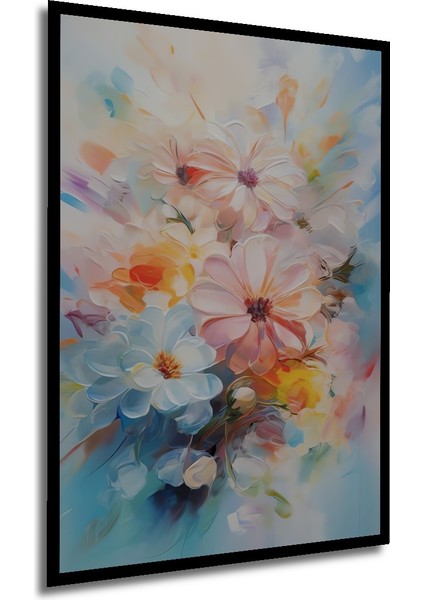 Çerçeve Görünümlü Çiçeklerin Renk Cümbüşü Dekoratif Ahşap Mdf Tablo Dikdörtgen Tablo modelleri