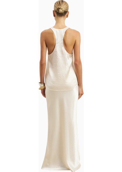 Crushed Satin Bias Cut Maxi Kadın Etek